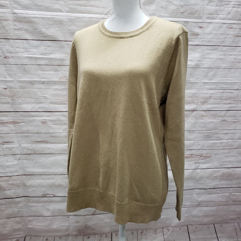 Basic Editions Gold Sparkle Sweater Size Large